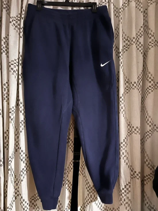 Nike Navy Track Joggers with White Swoosh with sweatshirt - Picture 1 of 10